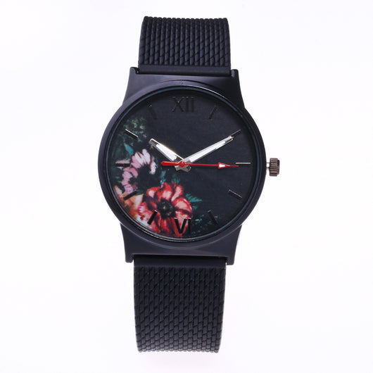 Reloj Unisex de Malla de Silicona con Diseño Floral - Image 8