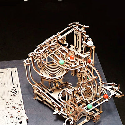 Puzzle 3D Bola de Madera con Pista de Elevador Paso a Paso