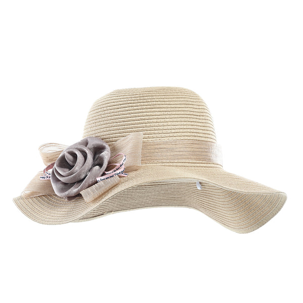 Sombrero de Paja Ala Ancha con Moño Floral Elegante - Image 3