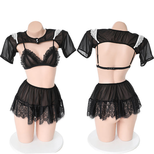 Conjunto Sensual de Encaje Transparente Estilo Doncella para uso en Ecuador - Image 12