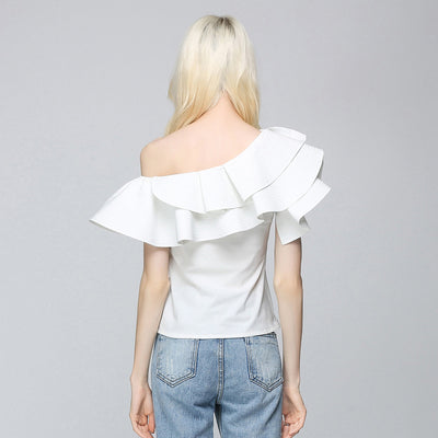 Blusa Hombro Descubierto con Cuello Diagonal y Volantes - Image 12