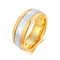 Anillo de Acero Tungsteno Grabado Bicolor Dorado para Hombre 8mm