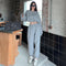 Conjunto Crop Top y Pantalón Cintura Alta Estilo Hyuna