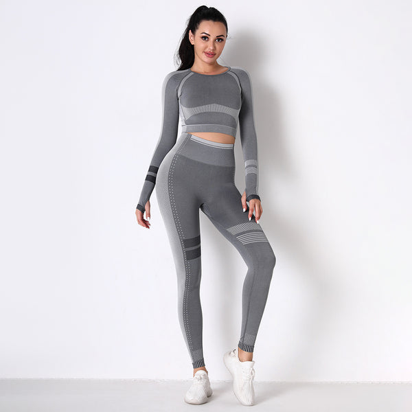 Conjunto de Yoga Tejido Transpirable sin Costuras Manga Larga