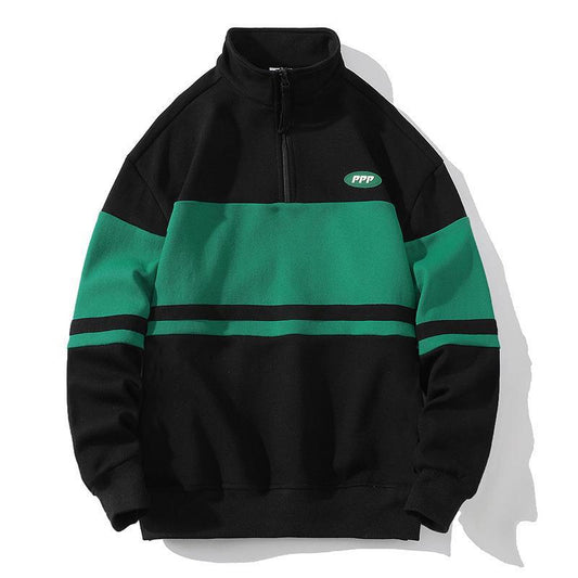 Suéter Cuello Alto Hombre Estilo Europeo Contraste de Colores Casual Deportivo