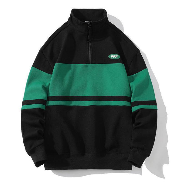Suéter Cuello Alto Hombre Estilo Europeo Contraste de Colores Casual Deportivo