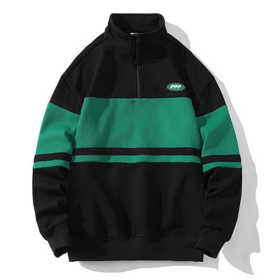 Suéter Cuello Alto Hombre Estilo Europeo Contraste de Colores Casual Deportivo