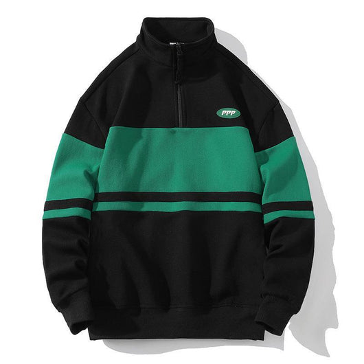 Suéter Cuello Alto Hombre Estilo Europeo Contraste de Colores Casual Deportivo
