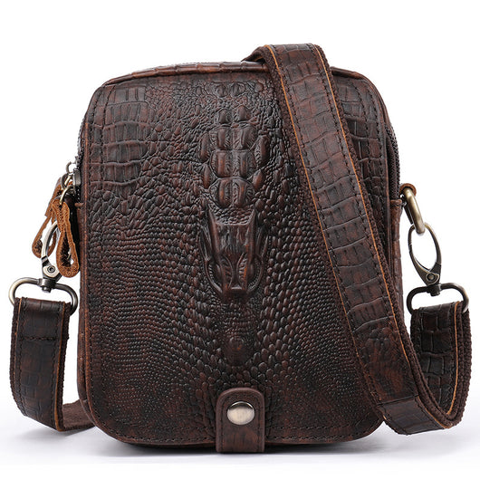 Bolsa Bandolera de Cuero Genuino con Diseño Diagonal para Hombre - Image 5