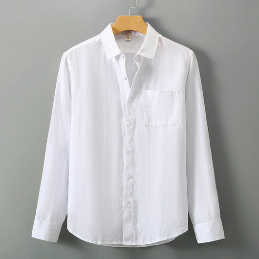 Camisa de Lino Manga Larga Suelta para Hombre - Fresca y Casual - Image 2