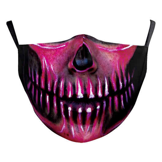 Halloween dust mask with a split design, featuring half a human face with pink lips and half a dark robotic face. - Image 20