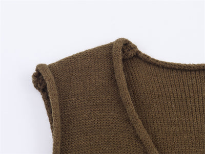Chaleco Suelto Cuello V Estilo Francés Mujer - Colores Sólidos - Image 22