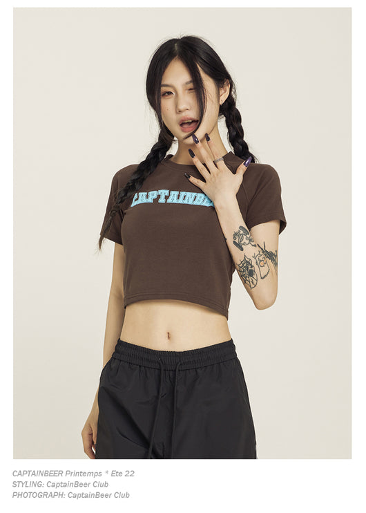 Playera Corta Retro Americana Cuello Redondo - Top Ombligo Sexy para Verano - Image 19