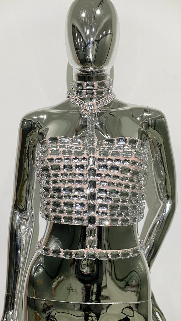 Top Tubo Bandage con Encaje y Strass Ajustable - Image 3