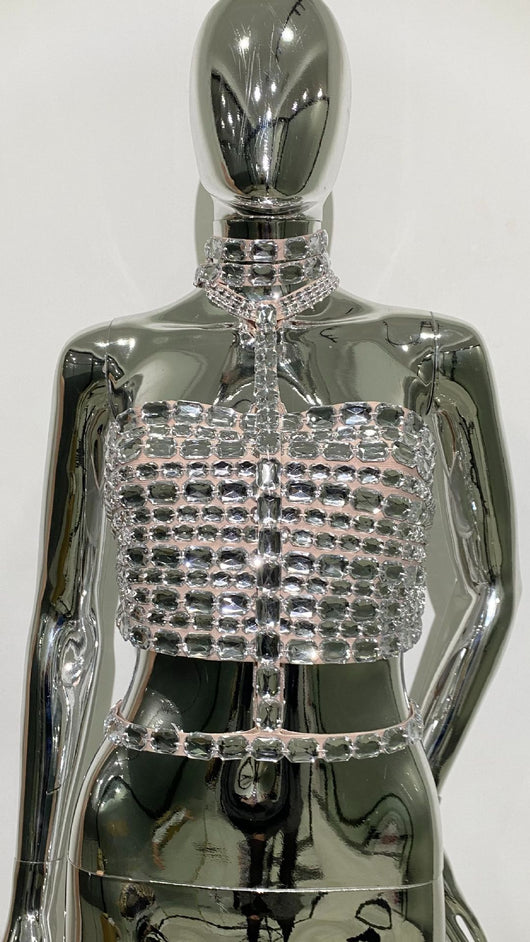 Top Tubo Bandage con Encaje y Strass Ajustable - Image 3