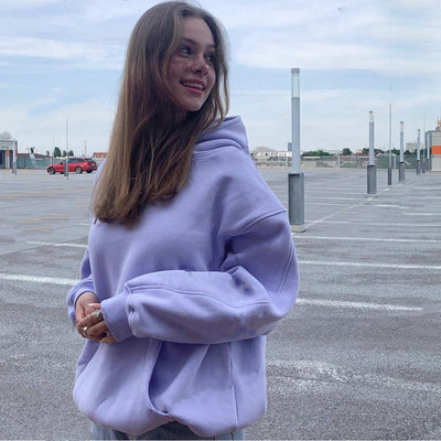 Sudadera con Capucha Estilo Retro Americano Púrpura Pastel para Mujer - Image 8