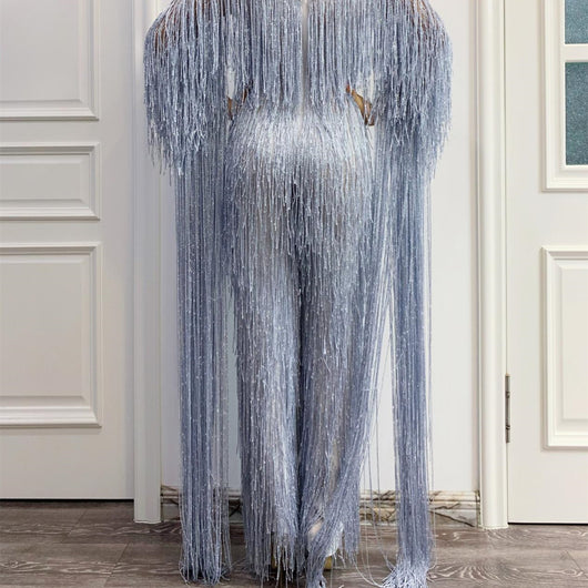 Falda de Danza Latina con Flecos de Diamantes y Malla Elástica - Image 8