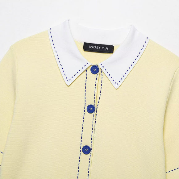 Chaqueta Polo Tejida para Mujer con Costuras Reforzadas