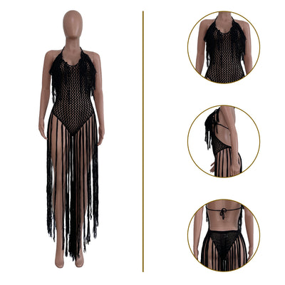 Traje de Baño Enterizo con Flecos Largos y Recortes - Image 6