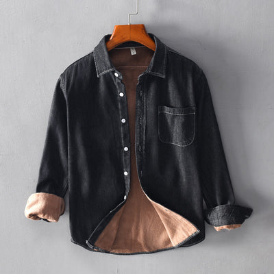 Camisa Denim Suave Manga Larga Estilo Coreano Holgada de Algodón - Image 10
