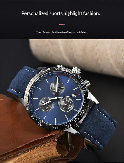 Reloj de Cuarzo para Hombre con Correa de Cuero y Calendario - Image 10