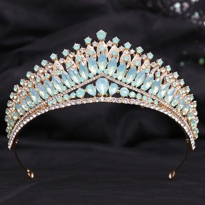 Corona Nupcial de Cristal Verde Brillante con Aleación y Incrustaciones - Image 66