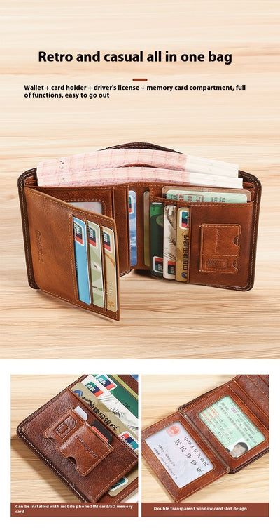 Billetera de Cuero Genuino Ultradelgada con Protección Anti-robo - Image 17
