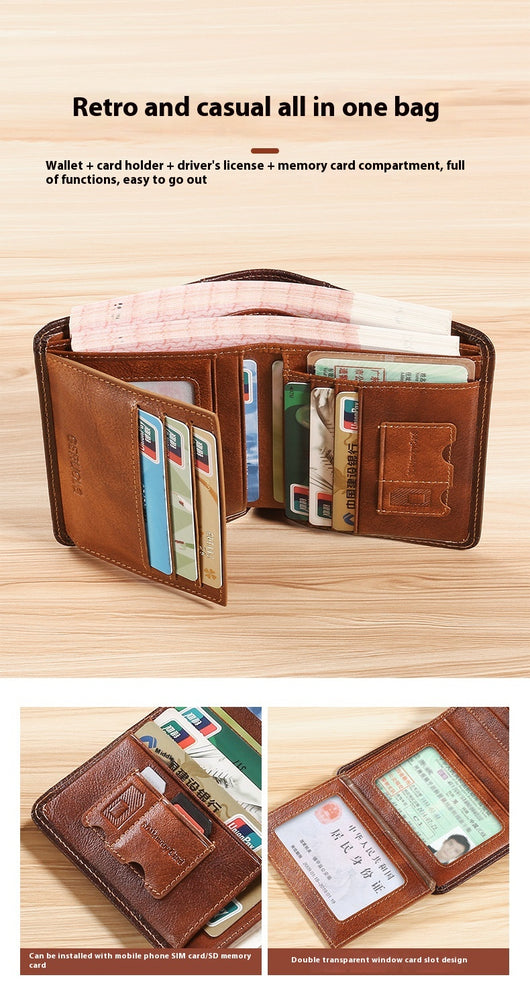 Billetera de Cuero Genuino Ultradelgada con Protección Anti-robo - Image 17