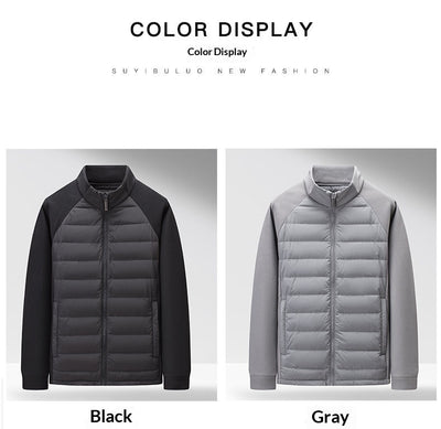 Chaqueta Acolchada de Plumón Ligera y Cálida con Cuello Alzado y Parches - Image 23