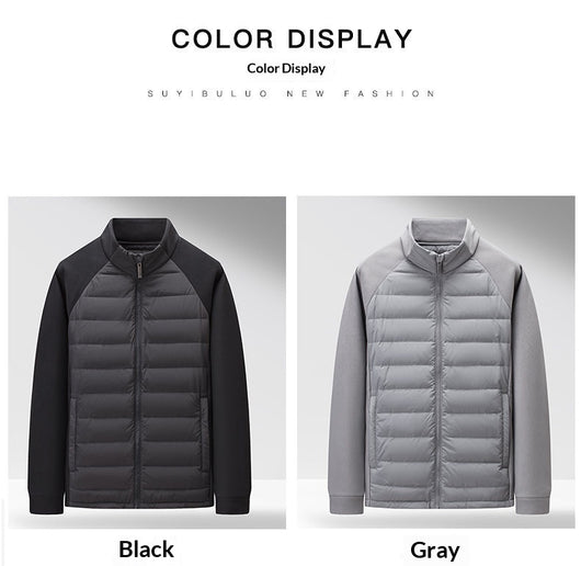 Chaqueta Acolchada de Plumón Ligera y Cálida con Cuello Alzado y Parches - Image 23