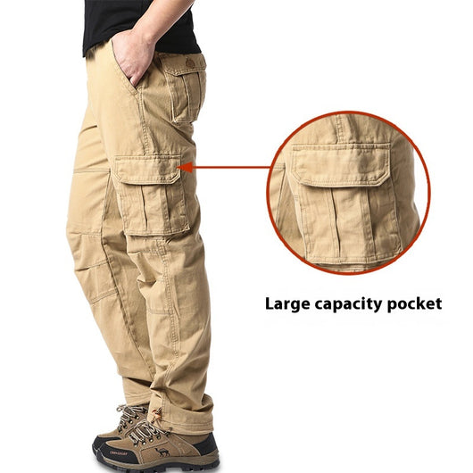 Pantalones Cargo de Algodón Multibosillo para Hombre - Ajuste Holgado y Resistente - Image 6