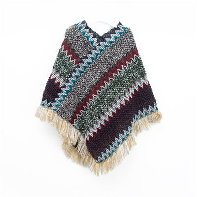 Poncho Navideño Étnico Rojo para Mujer - Image 6
