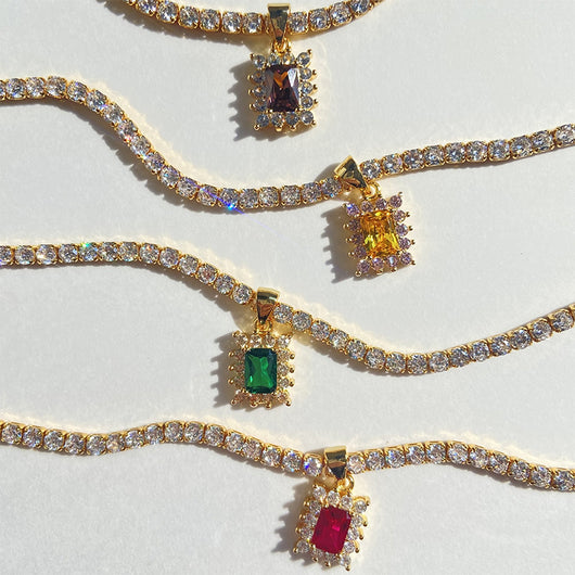 Collar Clavícula Gema Cuadrada Strass Lujo Nicho Dulce para Mujer - Image 17