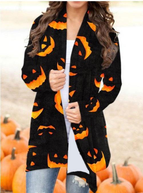 Abrigo Casual Versátil con Temática Halloween para Mujer - Image 16