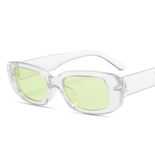 Black rectangular fashion sunglasses with dark lenses, featuring a thick frame and temples, angled on a white background. - Image 7