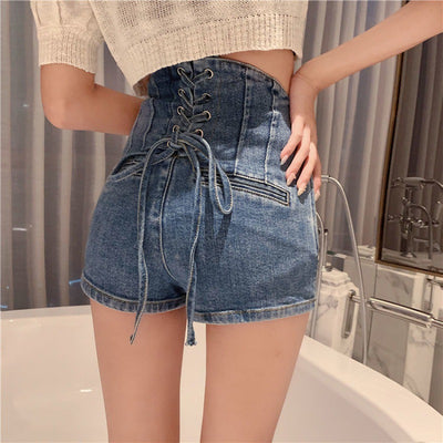 Shorts Denim Ajustados con Refuerzo Posterior Reductor de Cintura para Mujer