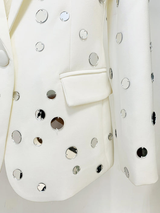 Blazer Elegante con Detalles de Perlas y Botón Decorativo - Image 9