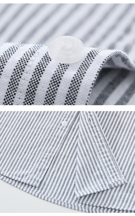 Camisa Manga Larga a Rayas Verticales para Hombre - Algodón Suelto y Cómodo - Image 19