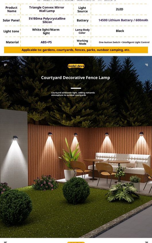 Lámpara Solar LED para Pared Exterior - Iluminación Inteligente para Jardín - Image 17