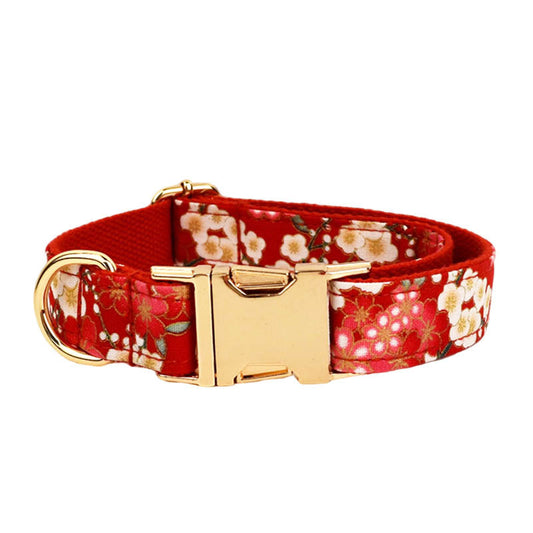 Collar Floral Japonés para Perros con Hebilla de Aleación y Correa de Mano - Image 2