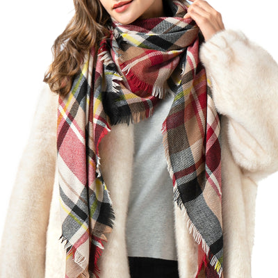 Pañoleta Cuadrada Escocesa Otoño Invierno - Diseño Europeo Americano - Image 3