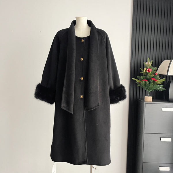 Abrigo de Lana Doble Faz con Mangas de Peluche Premium para Otoño e Invierno