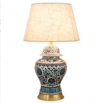 Lámpara de Mesita Porcelana Azul y Blanco Estilo Chino para Dormitorio - Image 5
