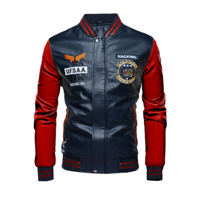 Chaqueta de Cuero Cropped con Forro Polar para Hombre - Estilo Béisbol - Image 19