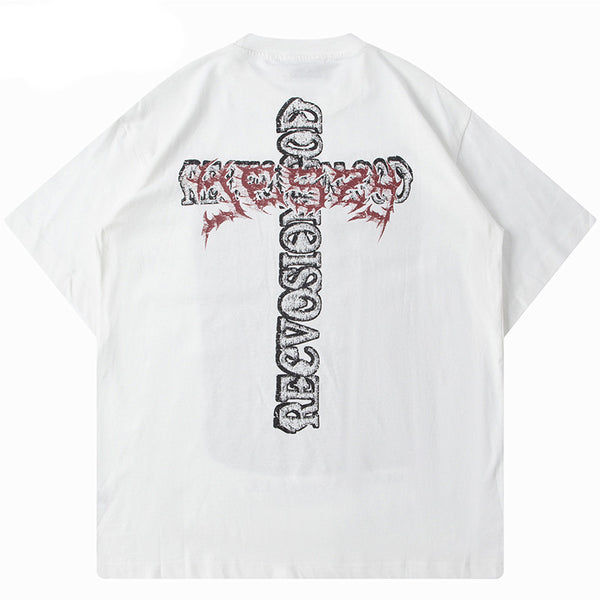 Playera Holgada Unisex con Estampado de Cruces