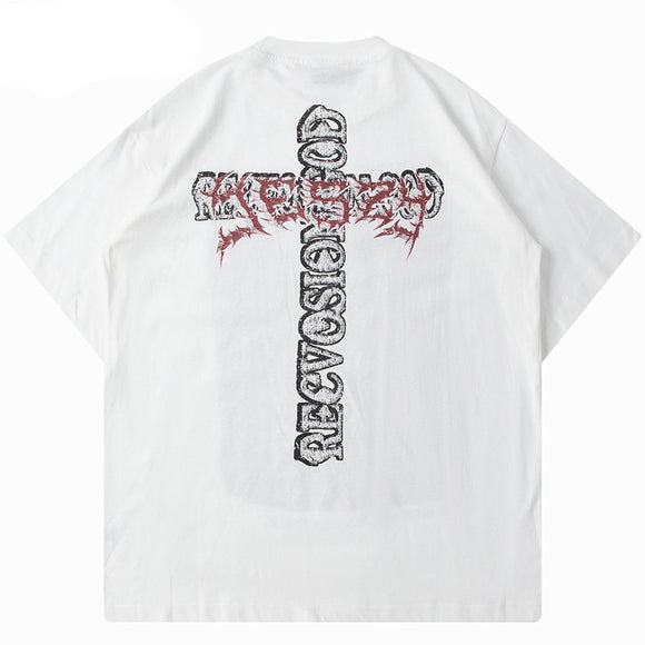 Playera Holgada Unisex con Estampado de Cruces