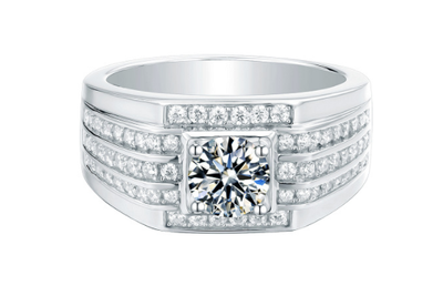 Anillo de Plata 925 con Moissanita de 1 Quilate para Hombre