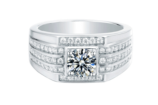 Anillo de Plata 925 con Moissanita de 1 Quilate para Hombre