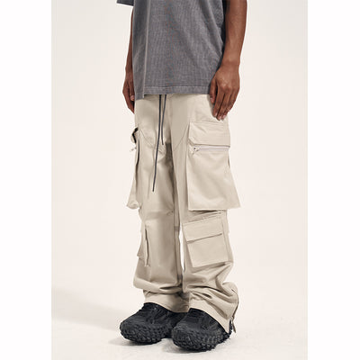 Pantalones Casuales Retro para Hombre con Bolsillos Múltiples y Cierre Lateral - Image 5