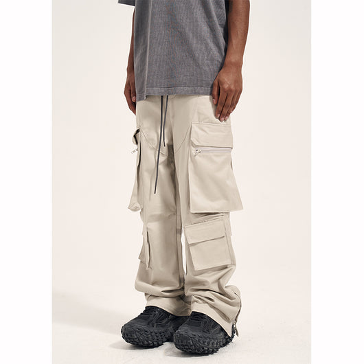 Pantalones Casuales Retro para Hombre con Bolsillos Múltiples y Cierre Lateral - Image 5